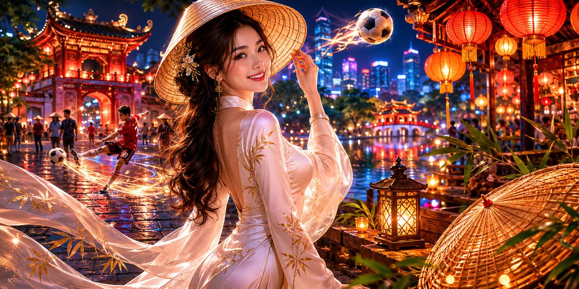 Người chơi cá cược bóng đá tại Hà Nội bên nón lá truyền thống
